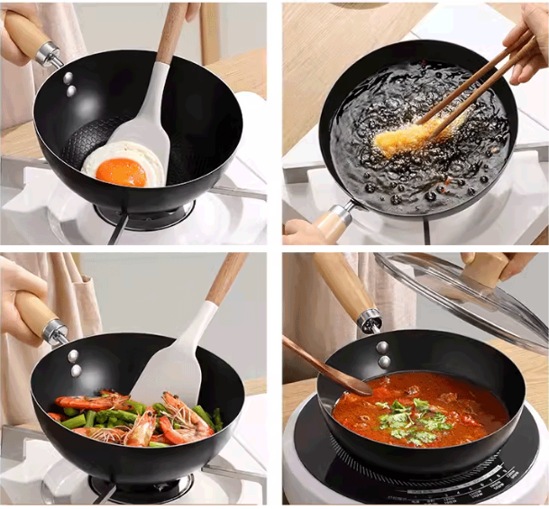 我終於能夠單手拋鍋了！只有我臉一樣大小的迷你炒鍋，精鐵加不塗層用著放心，鐵鍋也可以這麼萌這麼可愛！小巧的無塗層小鐵鍋，可愛好看好用哈！