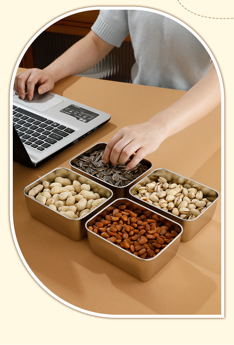 不鏽鋼小方盒升級啦，蓋子密封防漏設計， 一盒一菜不串味，冰箱｜烤箱｜蒸鍋都能用