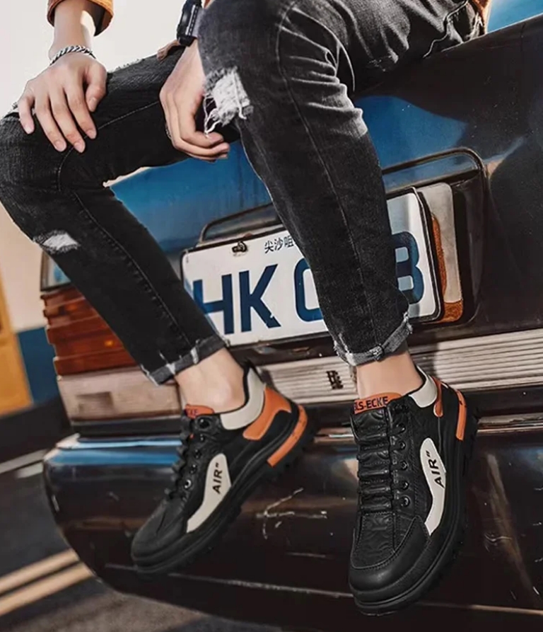  2024新款厚底皮面工裝鞋