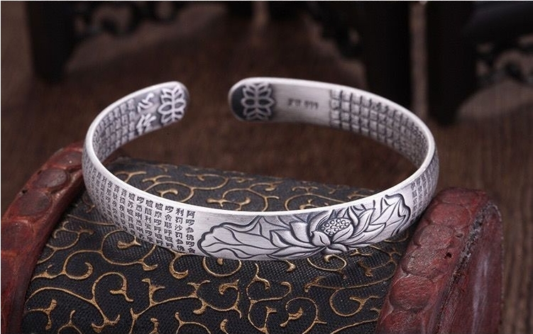 【雨揚老師親自加持】純銀六字真言心經手鐲【买一送一】